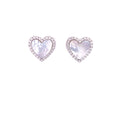 Mother Of Pearl Gold Heart Earrings With CZ Stone Border Silver Itsallagift