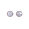 Mother Of Pearl Round Earrings With CZ Stone Border Silver Itsallagift