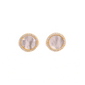 Mother Of Pearl Round Earrings With CZ Stone Border Gold Itsallagift