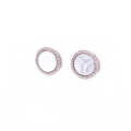 Mother Of Pearl Round Earrings With CZ Stone Border Itsallagift