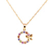 Pastel CZ Stone Open Circle with Butterfly Pendant on Twisted Chain Itsallagift