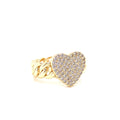 Pave Heart and Chain Link Ring Gold / 5 Itsallagift
