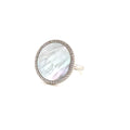 Round Ring With Mother Of Pearl Center And White CZ Halo - 2 Colors Available! Silver / Size 6 Itsallagift