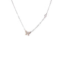 Small Butterfly Pendant With CZ Stone Chain Accent Silver Itsallagift