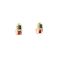 Small U Shaped Rainbow Baguette Huggie Earrings Itsallagift