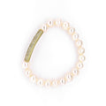 Stretch Pearl Bracelet with Pave Bar Gold Itsallagift