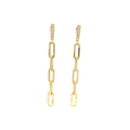 Thin Hanging Link Styled Earrings With CZ Stone Top Itsallagift