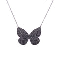Wide Pave Butterfly Necklace Black Itsallagift