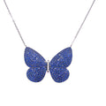Wide Pave Butterfly Necklace Blue Itsallagift